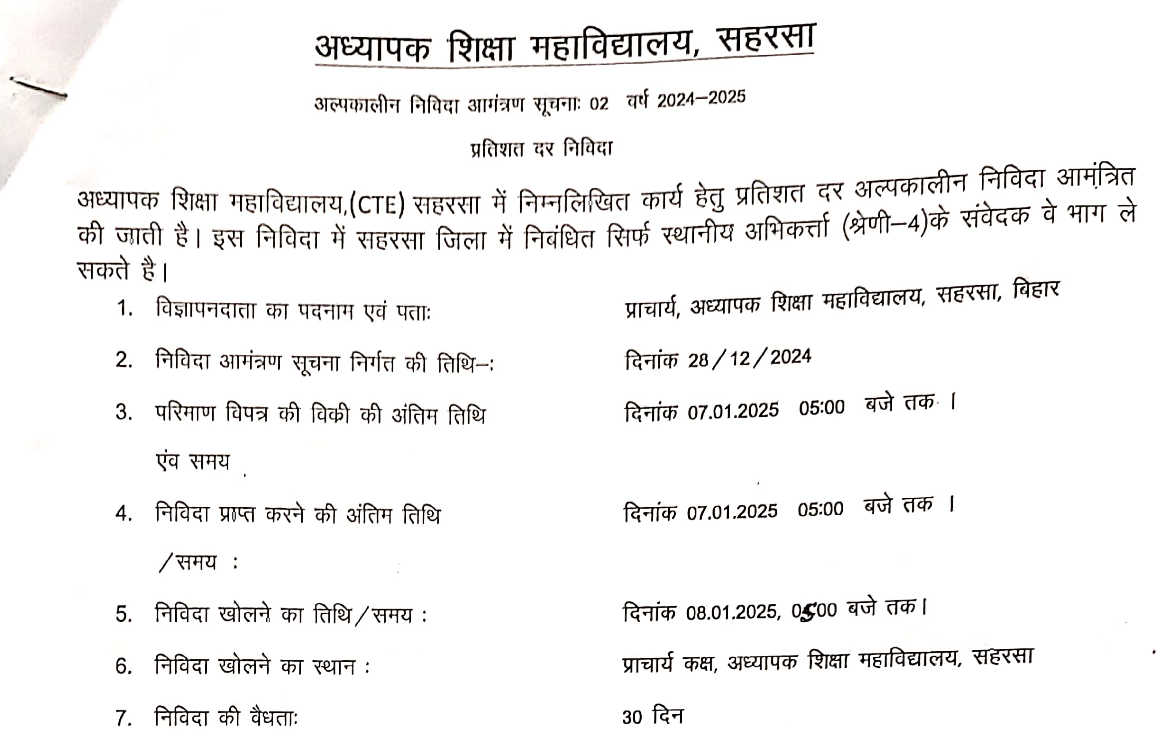 Acoustic Tender Notice